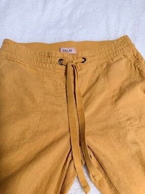 Per Se Pants Linen Blend, Elastic Drawstring Waist, Color Yellow, Size Small